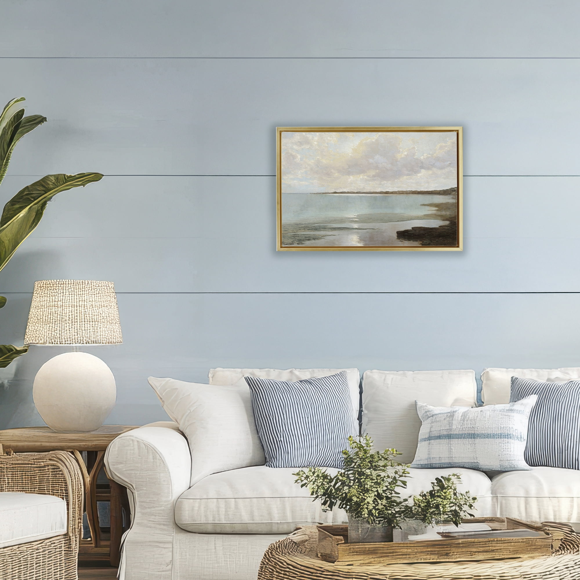 Stupell Industries At The Shore Horizon Gold Framed Floater Canvas Wall Art, design by Christy McKee