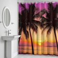 thumbnail image 5 of Gradient Beach Shower Curtain for Bathroom Decor, Landscape Summer Coconut Sunset Silhouette Waterproof Fabric Shower Curtain, 66"x72" Set with 12 Hooks, 5 of 9