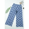 thumbnail image 6 of Women's Dusk Blue Checkered Denim Wide Leg Jeans | [ZhiHiMeRi] | 8, 6 of 12