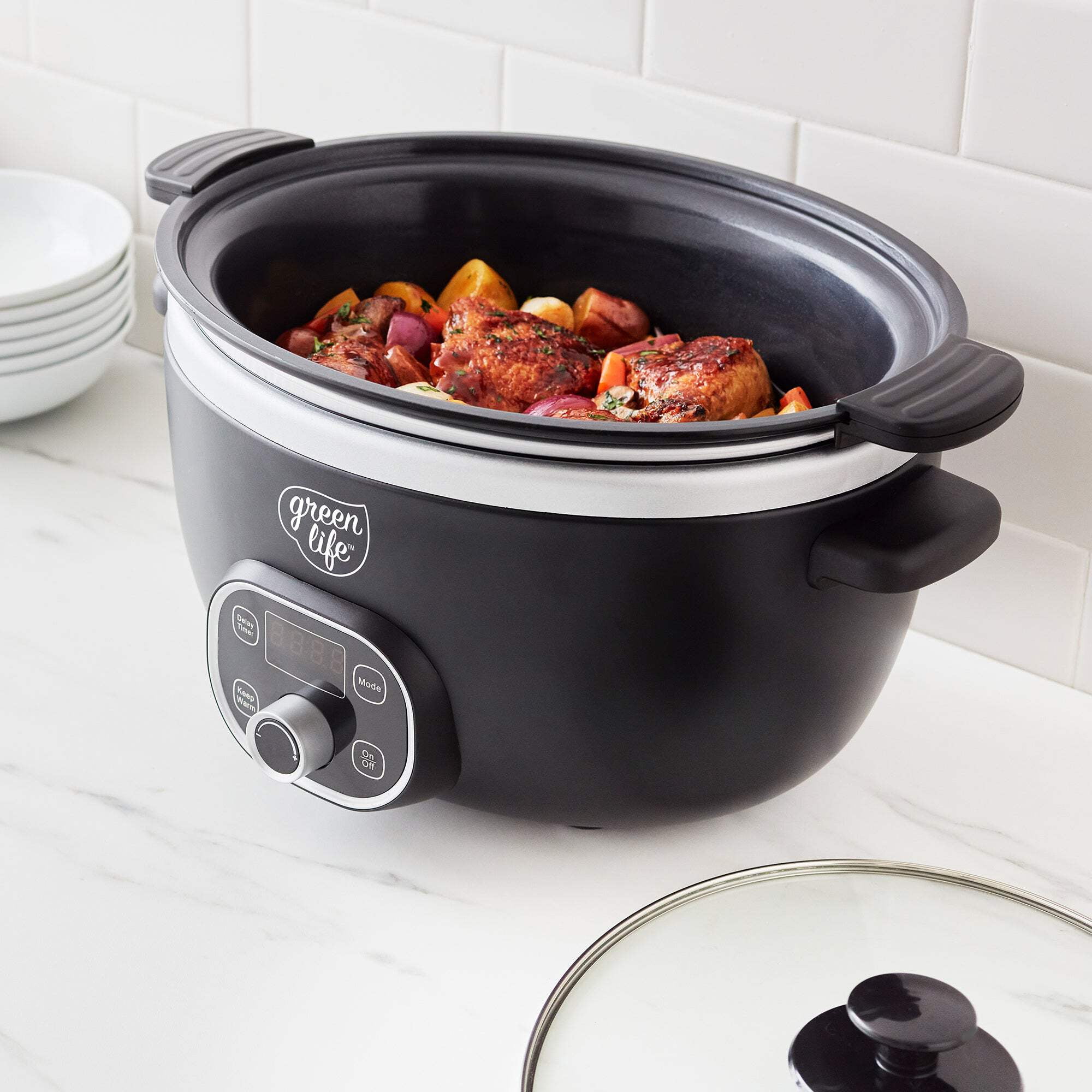 GreenLife 6qt Healthy Ceramic Nonstick Slow Cooker | Black