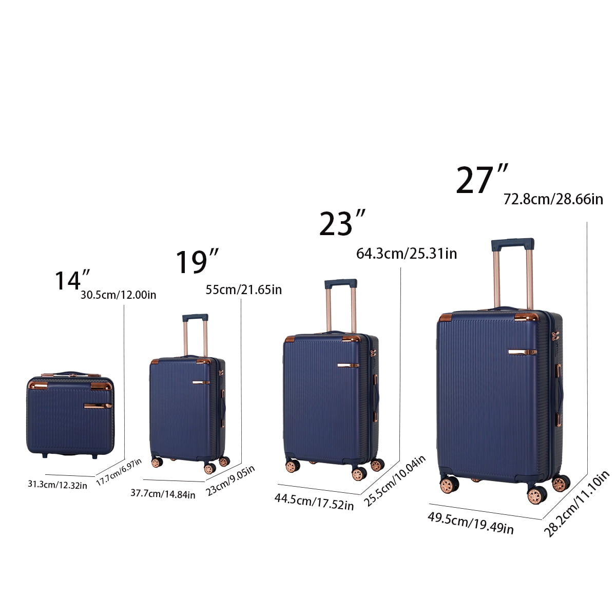 4-Piece Hard Luggage, 360°Dual Rotating Four-Wheel Luggage, Password Lock