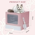 thumbnail image 7 of Cat Litter Box, Large Front Entry Top Exit Litter Box with Lid for Cats, Easy Clean Cat Potty with Cat Litter Scoop, 7 of 7
