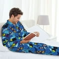 thumbnail image 6 of Naloa Hawaiian Style Men’s Pajamas Set - Long Sleeve Button Down Sleep Shirt and Pajama Bottoms Sleepwear Set-, 6 of 7