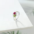 thumbnail image 4 of Gem Stone King 1.12 Ct Round Red Ruby Green Peridot 925 Silver and 10K Yellow Gold Lab Grown Diamond Two Stone Crossover Ring (Size 8), 4 of 5