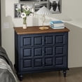 thumbnail image 5 of COZAYH Retro 3 Drawer Dresser with Plaid Pattern Front, Rustic Nightstand with Storage Chest for Bedroom, Living Room, Pine Wood, Aluminum Handle, Natural Wood, Dark Blue, 5 of 8