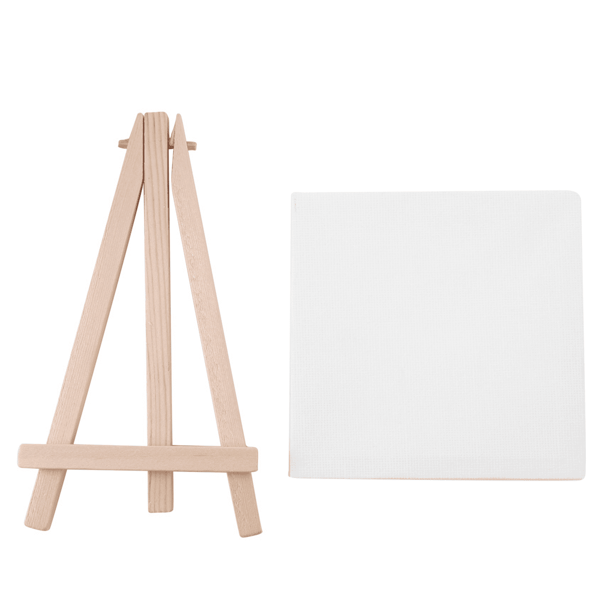 4 By 4 Inch Mini Canvas and 8 X 16cm Mini Wood Easel Set for Painting Drawing School Student Artist Supplies, 60 Pack