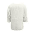 thumbnail image 4 of Cuoff Blouses for Women Casual Solid Color Loose Cotton Linen Medium Sleeve Large Size Womens Tops White 2X, 4 of 5