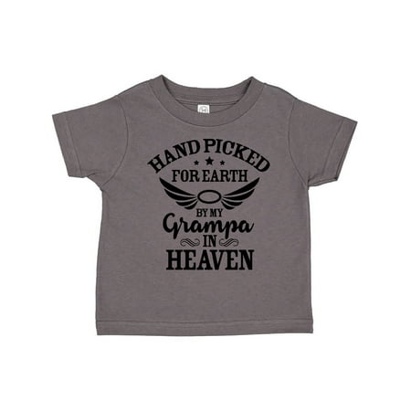 

Inktastic Handpicked for Earth By My Grampa in Heaven with Angel Wings Gift Toddler Boy or Toddler Girl T-Shirt
