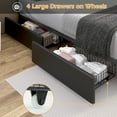 thumbnail image 4 of Queen Size Bed Frame with LED Headboard Footboard & USB Charging Ports, Faux Leather Upholstered Platform Bed with 4 Drawers for Bedroom Storage, Black, 4 of 9