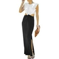 thumbnail image 3 of Robe Maxi d'Été pour Femmes Manches Courtes Torsadées devant Découpe Aguichant Longue Robe Col Rond Décontractée Ample Confortable Fendue Robe de Plage, 3 of 6