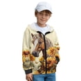 thumbnail image 3 of Chaqlin Butterfly Sunflower Horse Fuzzy Zip Up Jacket for Girls and Teens - Fuzzy Hoodies for boys Trendy Fall Hooded Sweatshirt for Outdoor and Gym, 3 of 7