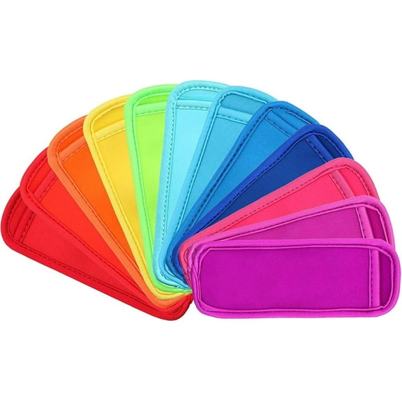 Siloon 12 Pieces Reusable Popsicle Holders Popsicle Bags Freezer Ice Pop Sleeves Antifreezing Ice Pop Holders, Pure Color