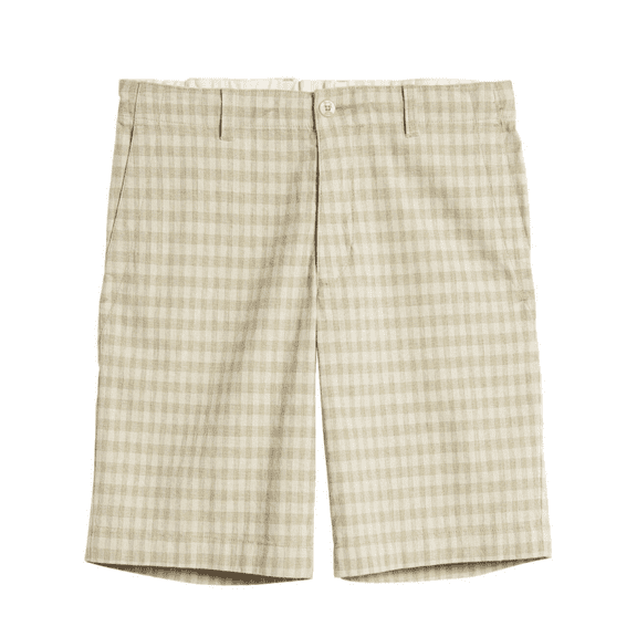 $118 Tommy Bahama Men's, Sea Spray Check Stretch Linen and Cotton Shorts, Twill, M
