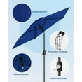 thumbnail image 3 of 7.5ft Outdoor Patio Umbrella, UV Protection, Adjustable Tilt, Crank Lift, Water Resistant, Square Market Umbrella, Heavy Duty, 6 Ribs, Metal Frame for Deck, Garden, Pool, Table, Navy Blue, 3 of 8