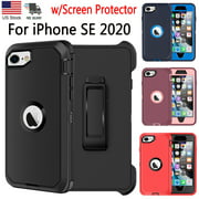 For iPhone SE 2020 Heavy Duty Hard Armor Case Shockproof Case Cover  Belt Clip
