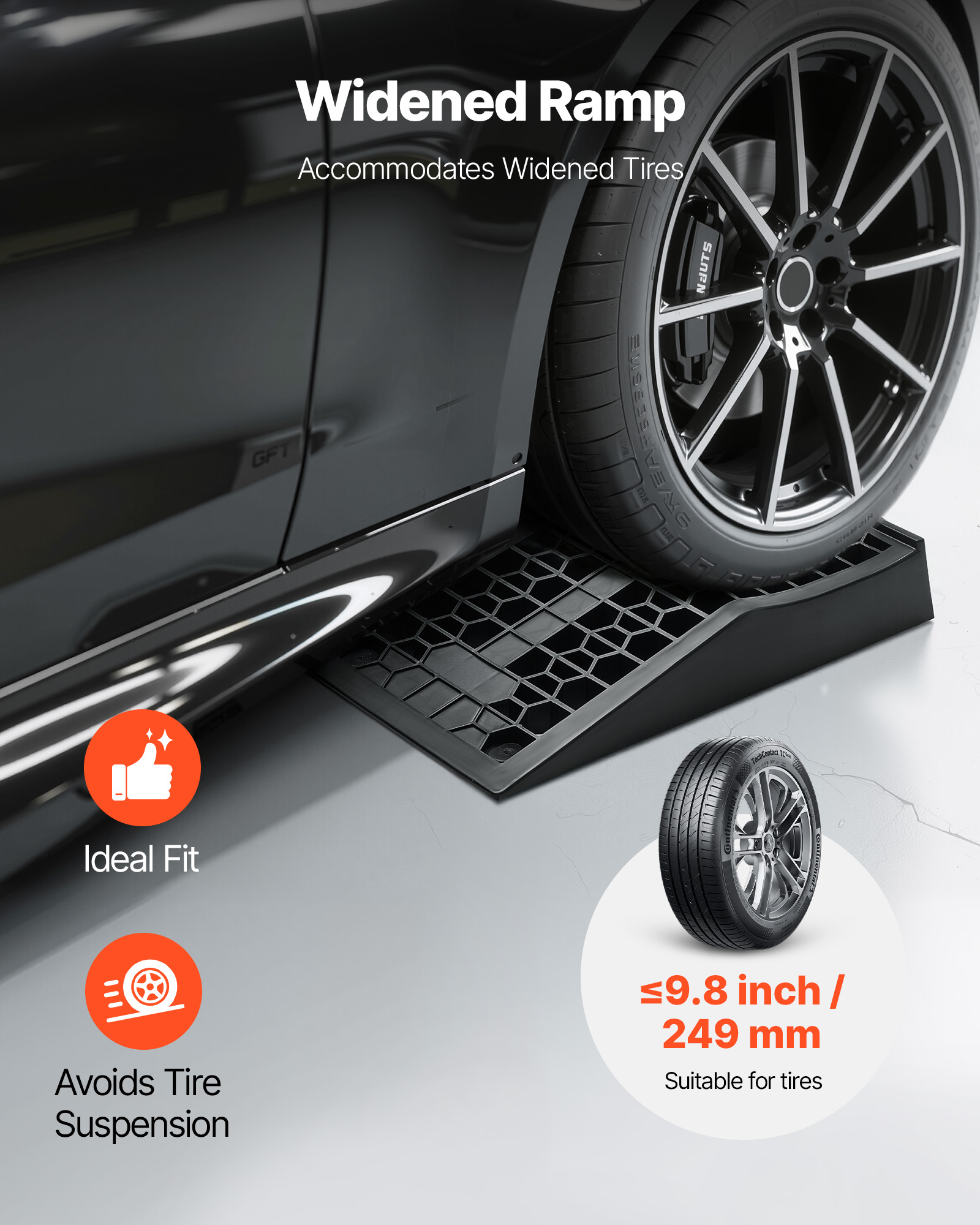 VEVOR Car Ramps, 2 PCS 20000 lbs GVW Capacity, 2.6 in Lift Height, Portable Low Profile Car Service Ramps for Home Garage Maintenance & Oil Changes, Heavy Duty for Low Chassis Vehicle & Support Jack