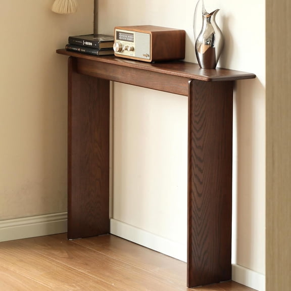 GLZ'HOME Entryway Table, 39 Inch Modern Solid Wood Sofa Table, Narrow Entryway Table for Entrance, Hallway, Living Room, Behind The Couch (Walnut)