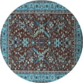 thumbnail image 1 of Ahgly Company Indoor Round Oriental Light Blue Industrial Area Rugs, 3' Round, 1 of 4