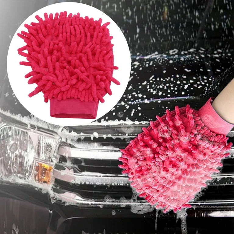 Microfiber Washing Glove, Great Absorption Pink Car Wash Mitt Double Sided  Scratch For Motorcycle For Furniture