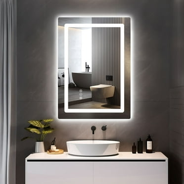 LED Lighted Smart Bathroom Mirror / Clock / Temperature / Magnifying ...