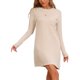 thumbnail image 1 of INSPIRE CHIC Ropa de descanso para mujeres, camisón de rayas de manga larga, vestido de cuello redondo con bolsillos, 2XL Beige, 1 of 6