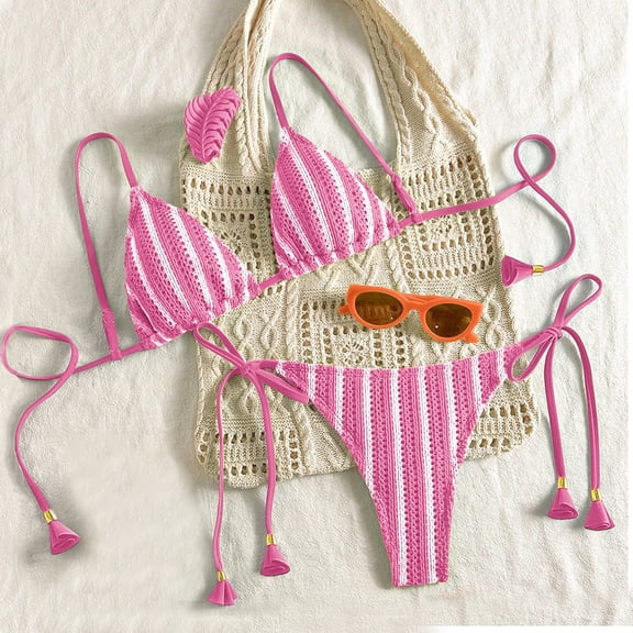 Dresfit Relaxed Two Piece Swimsuit Set - Unlined Natural Feel Swimwear Pink L