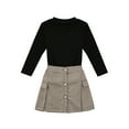thumbnail image 1 of Kmbangi Girl Clothes Set, Solid Color Knitwear and Plaid Printed Pattern Skirt, 1 of 8
