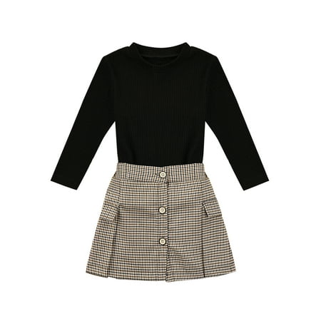 

LisenraIn Kids Girls Sets 2pcs Knit Long Sleeve Sweater Tops A-Line Skirts