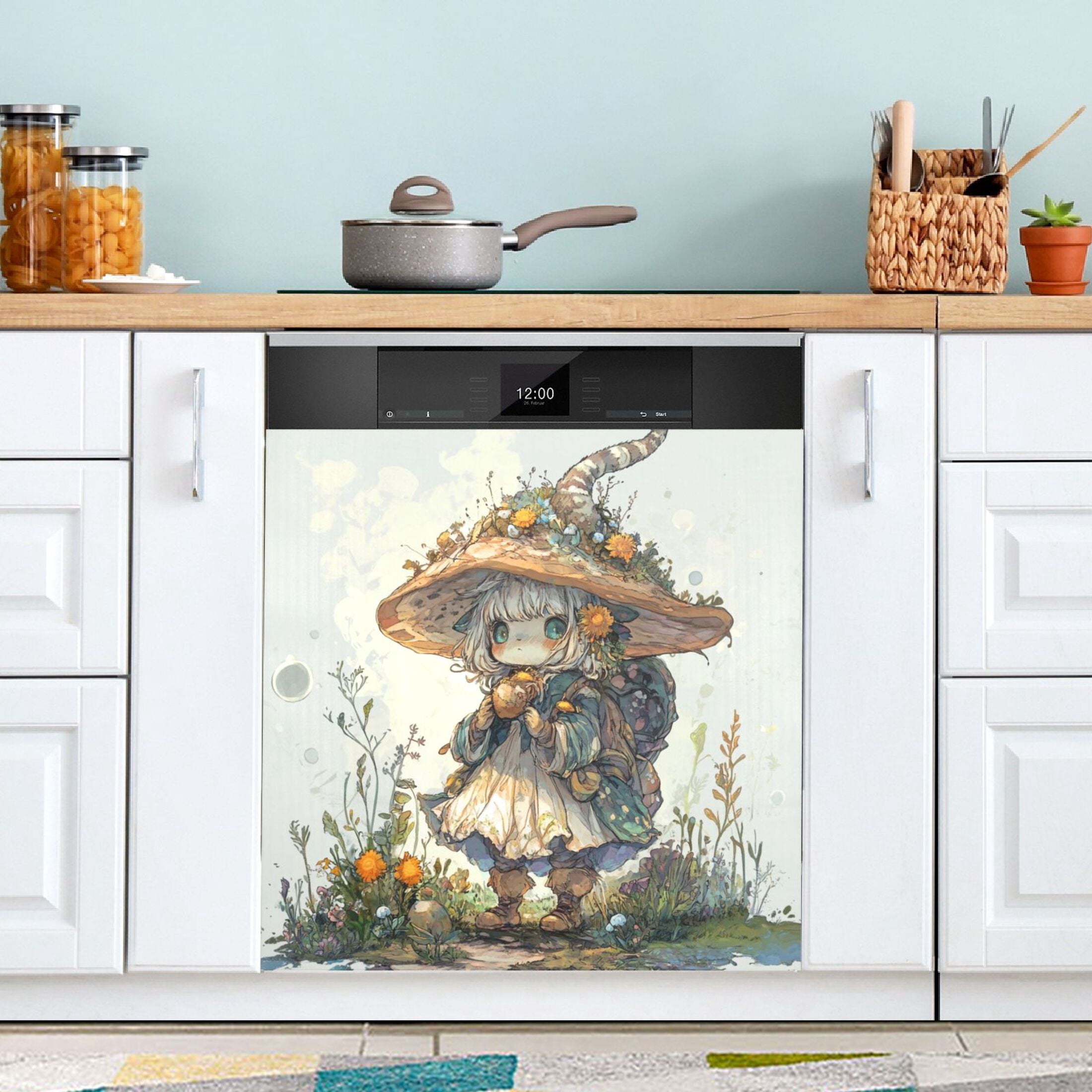 Dishwasher Magnetic Sticker 23x26 Inch Refrigerator Magnetic Sticker Washing Machine Magnetic Sticker Kitchen Panel Magnetic Sticker Home Decor Cartoon Beautiful Adventure Man