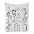 thumbnail image 1 of Thistle Soft Flannel Fleece Throw Blanket, Botanical and Herbs Pattern as Silhouette Wildflowers Print, Cozy Plush for Indoor and Outdoor Use, 50" x 70", Pale Grey White, by Ambesonne, 1 of 6