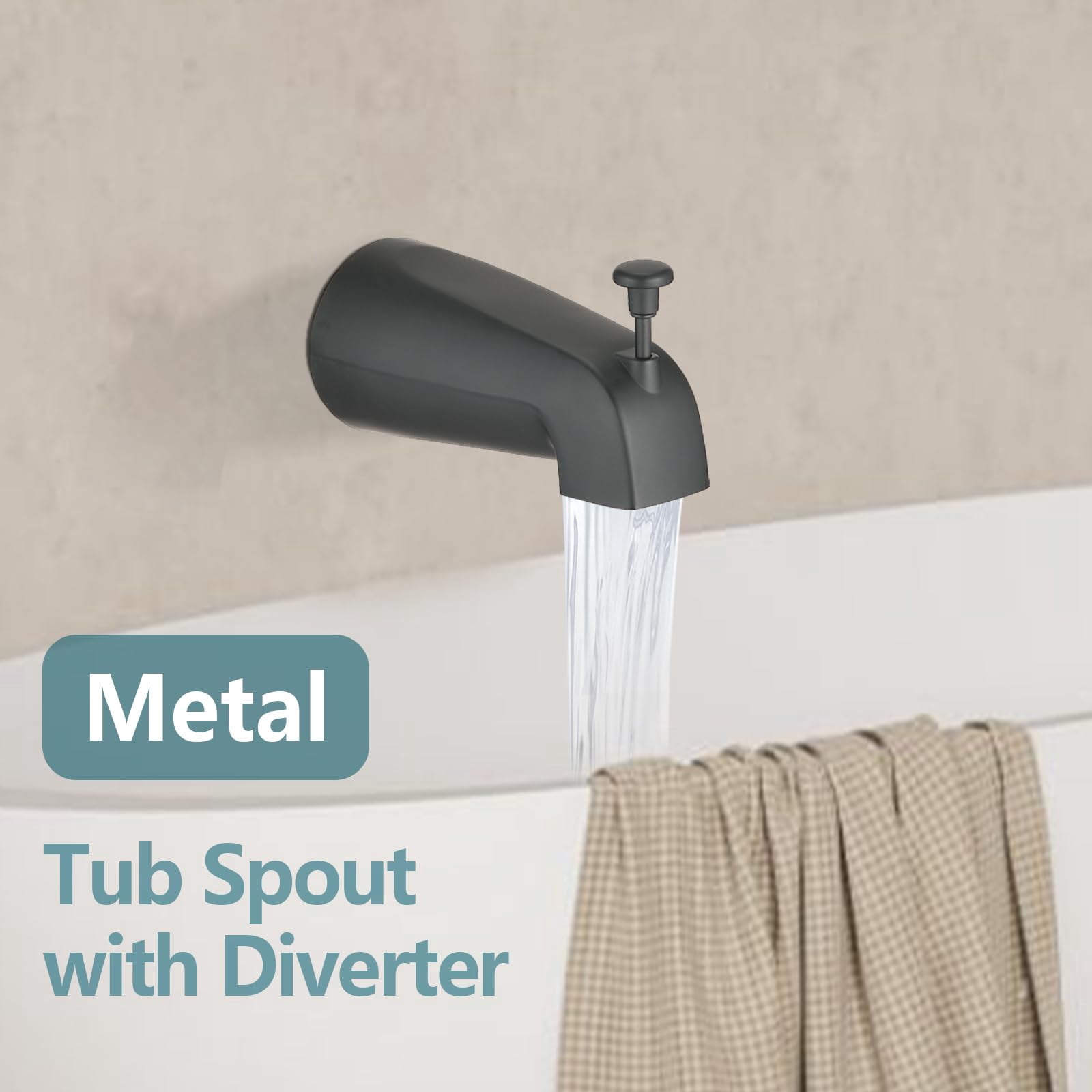 Replacement 8" Rainfall Shower Faucet Tub Trim Kit for Delta 13/14 Series, High Pressure Round Rain Shower Head& Handle Set System, Matte Black (Valve& Catridge Not Inclued)