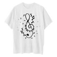 thumbnail image 4 of Fshinging Womens Tops Basic Print Crew Neck White Casual Letter Floral Short Sleeve Blouse Blouse, 4 of 5