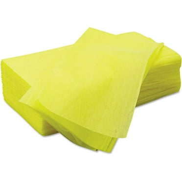 Pack of 100 Dust Clothes Chicopee 0912 Masslinn 12" x 24" Yellow Dusting Wiper Cloth for Furniture, Printers, Electronics, No Spray Needed