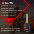 thumbnail image 4 of CCIYU X 1 Flip Key Fob with Key Blade 3 buttons Replacement for 07 08 09 10 11 12 13 for Honda CRV for Accord Coupe for Accord for Crosstour for Insight FIT Series with FCC 35118-TP6-A00, 4 of 6