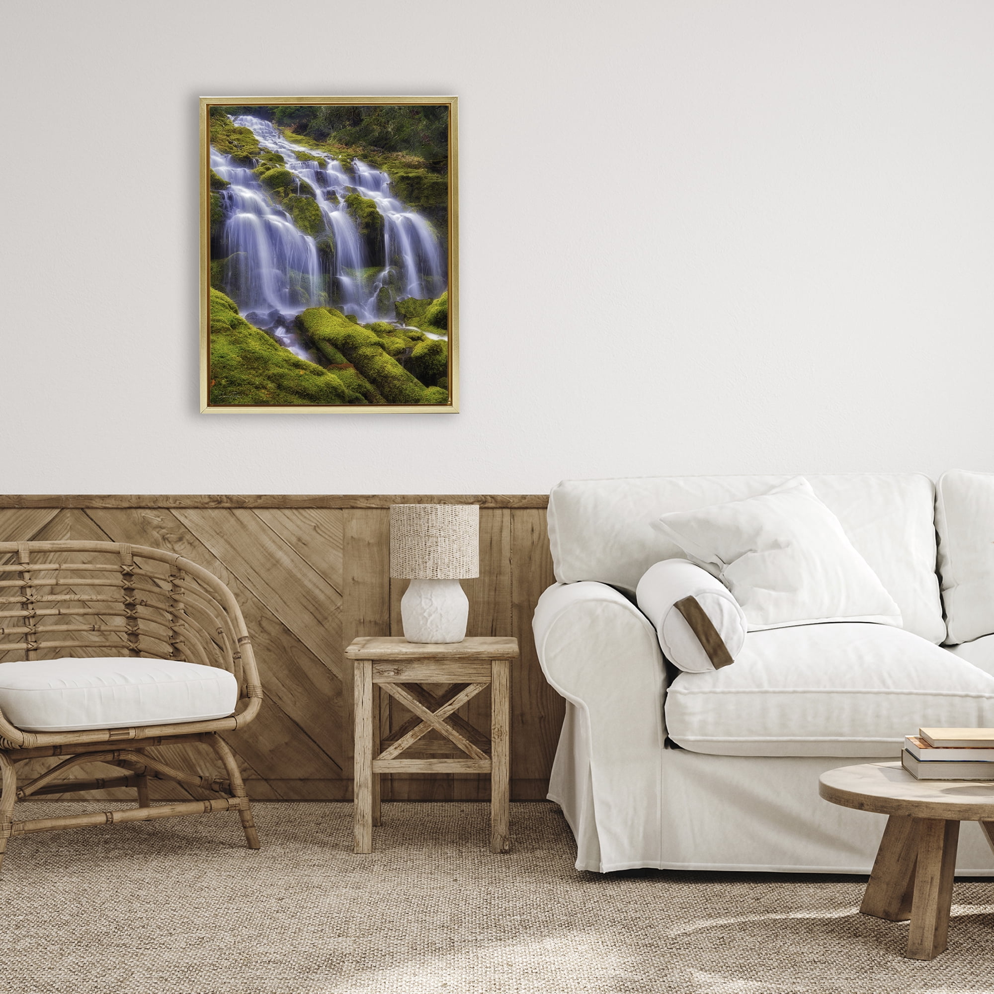 Stupell Industries Upper Proxy Falls Gold Framed Floater Canvas Wall Art, design by Dennis Frates