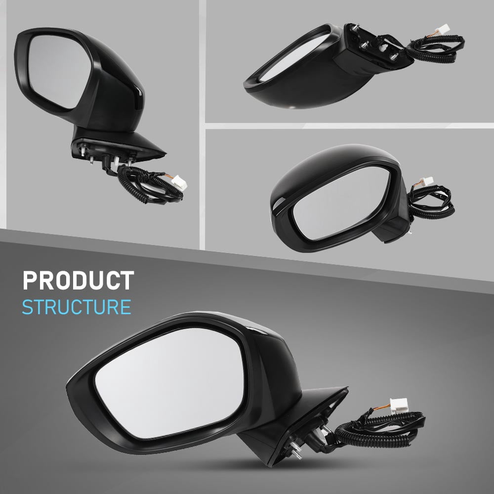 CROSSDESIGN Power Adjust Black Mirror Left Driver Side Fit for Honda Civic 2022-2023