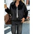 thumbnail image 5 of Cropped Faux Fur Jacket Long Sleeve Open Front Cardigan Casual Parka Short Coat, 5 of 8