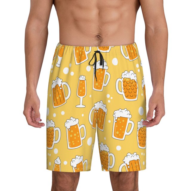 Balery Beer Pantalones cortos de pijama de punto de algodón para hombre con cinturilla y bolsillos-4X-Large