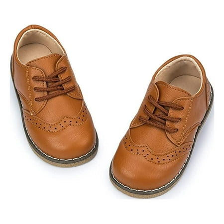 

Omagie Toddler Boys Girls Oxford Dress Shoes Classic PU Leather Lace Up Loafer Flats for Little Kids