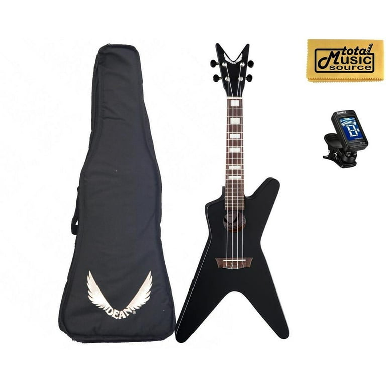 Dean Guitars UKE ML BKS PACK Ukulele Spruce Black W Padded Gigbag Tuner PC