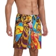thumbnail image 2 of Naloa Colorful Giraffes with Drinks Men's Short Pajama Pants, Pj Shorts, Lounge Comfort Shorts-Medium, 2 of 6