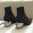thumbnail image 4 of jsaierl Women's Knit Chunky Heel Sock Boots Pointed Toe Ankle Booties Stretch Socking Boots, 4 of 9