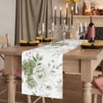 thumbnail image 2 of Sage Green Flower 70 Inch Table Runner, Watercolor Gradient Retro Floral Farmhouse Dresser Scarf Cotton & Linen Tablerunner for Dining/Kitchen Island/Holiday Party Décor 13" x 70", 2 of 9
