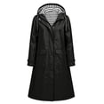 thumbnail image 4 of Zpanxa Womens Winter Jackets Long Hooded Waterproof Raincoat Striped Lined Lightweight Windbreaker Outdoor Jacket with Pockets Casual Travel, 4 of 7
