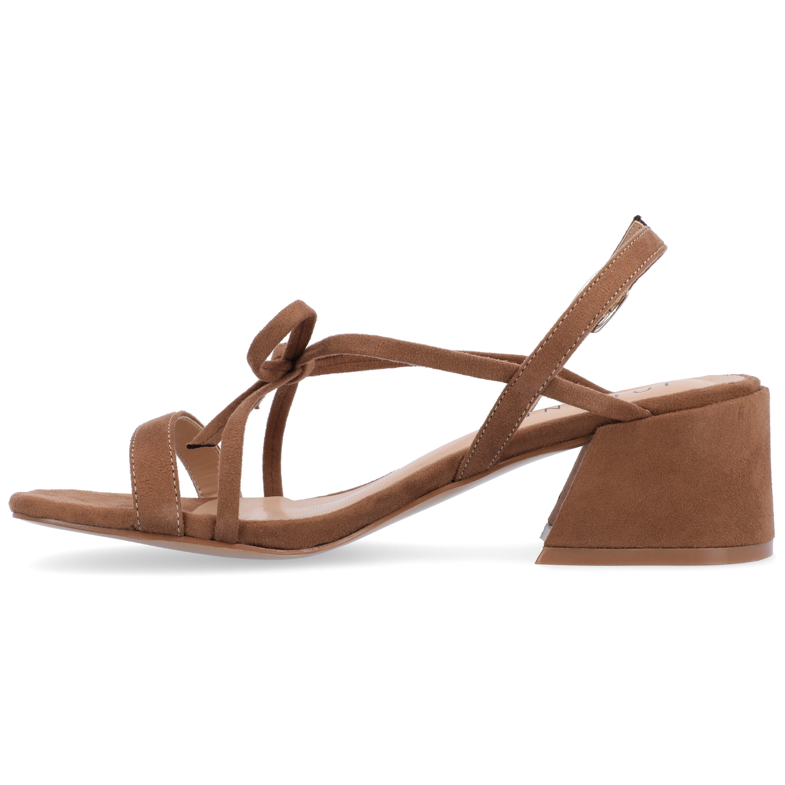 Journee Womens Amity Sling Back Multi Strap Block Heel Dress Sandals