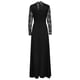 thumbnail image 5 of Las mujeres atractivas de encaje vestido maxi profundo cuello en V manga larga lado partido partido Meterk M, 5 of 7