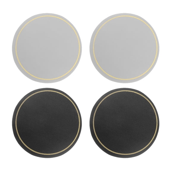 4 Pcs Leather Coasters, Round Drinks Coasters for Coffee Table Housewarming Gifts Home (4 Inch, Black/Grey)