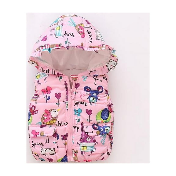 Girls Boys Winter Warm Windproof Waterproof Hodded Puffer Half Sleeve Jacket