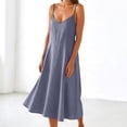 thumbnail image 2 of Linfrsh Women Backless Dress Backless Cami Dress for Women Solid Long Sleeveless Lounge Dress Comfortable Indoor Wear(Light Purple,S), 2 of 8