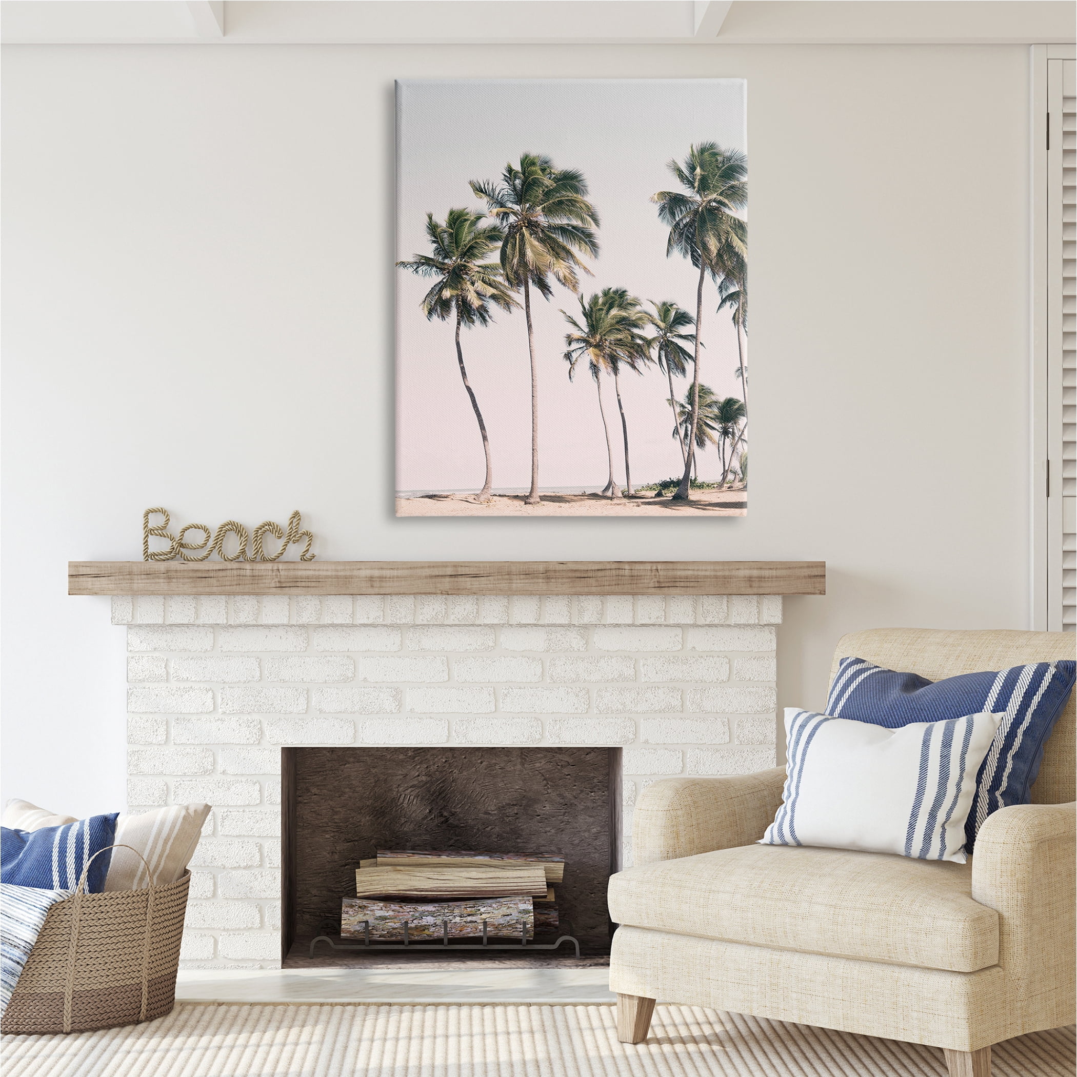 Stupell Industries Windblown Palm Trees Nature Photography Gallery Wrapped Canvas Print Wall Art, 36 x 48